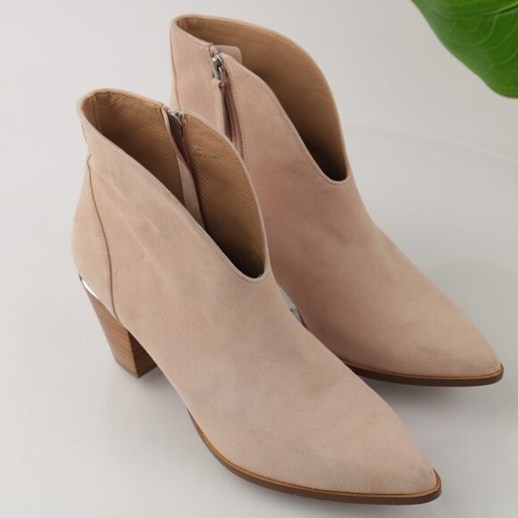 Linea Paolo Womens Westly Boot Size 8.5 Blush Suede Block Heel Pointed Bootie - Picture 12 of 12